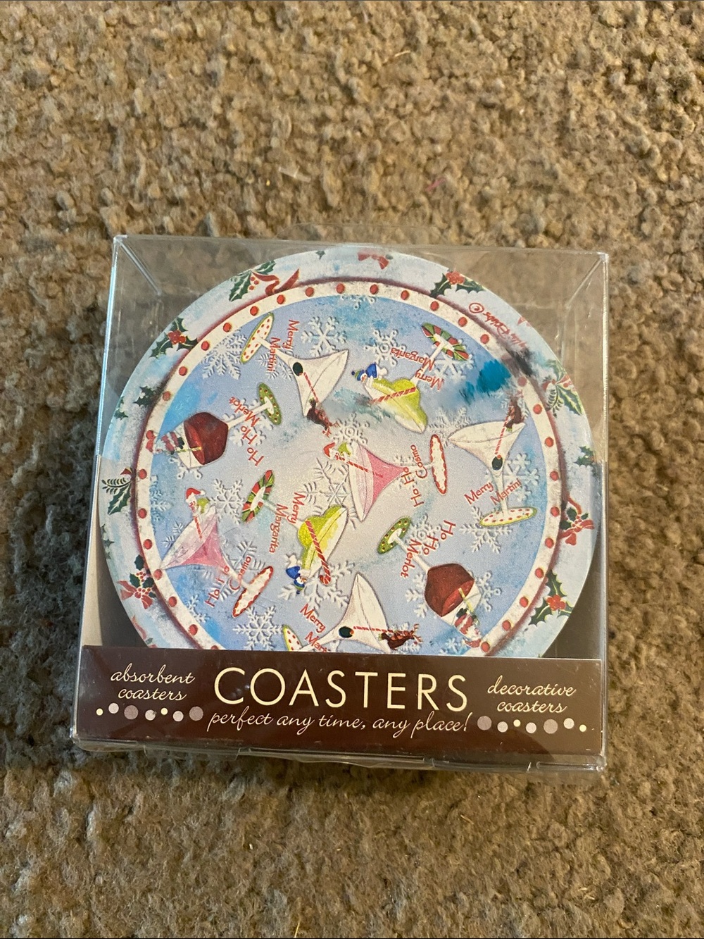 Thirstystone Light Blue Holiday Martini Coasters